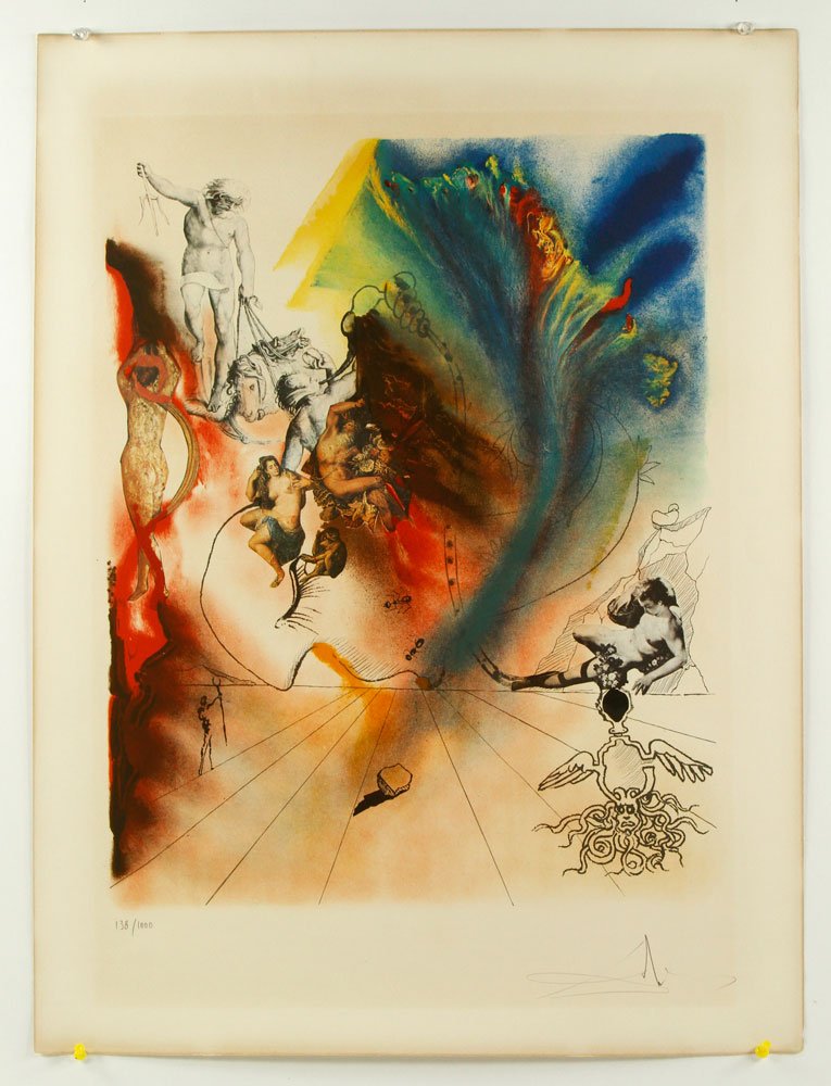 Dali, "Romantic," Lithograph: Salvador Dali (Spanish, 1904-1989), "Romantic" from the "Four Dreams of Paradise" series, lithograph, published in 1973 by Zeit Magizin / Observer, pencil signed and editioned 138/1000, with COA, 21 1