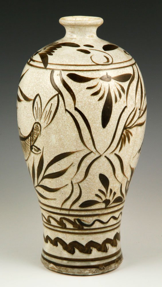 Chinese Cizhou Ware Vase: Chinese cizhou ware vase, 11" h.
