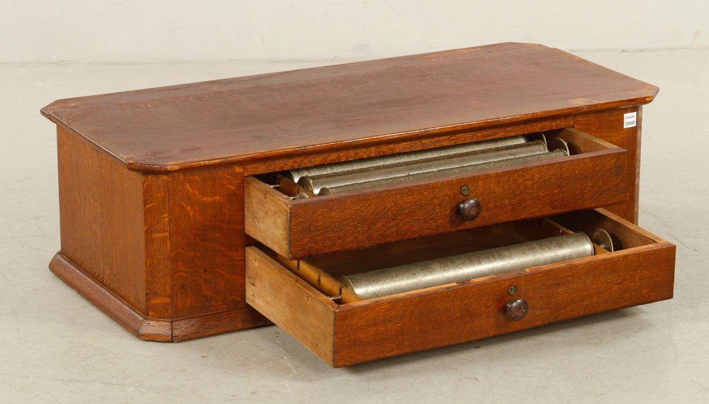 Oak Box with 5 Music Box Cylinders (1 of 5)