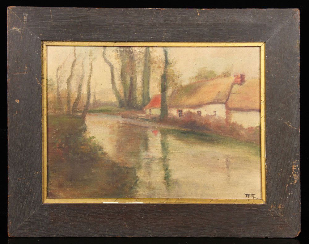 Attr. Halow, Continental Domestic Scene, Oil on Canvas (1 of 5)