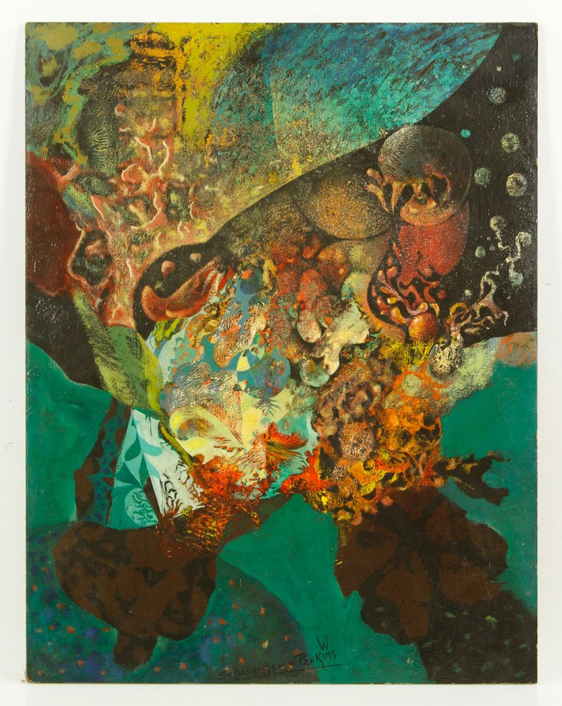 Scheurger & Perkins, Abstract Coral, Acrylic on Board (1 of 4)