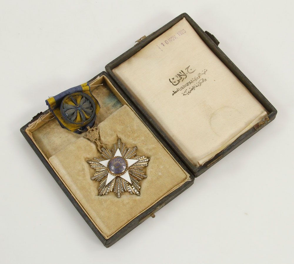 Order of the Nile: Order of the Nile, marked reverse "Lattes," interior of box dated 1926. Provenance: From the estate of film, television and stage performer Raymond Kyle-Koscuik. Originally from New York, Kyle settled
