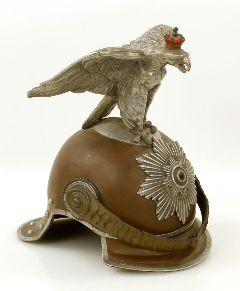 Replica WWI German General's Helmet: Replica WWI German general's helmet. Provenance: From the estate of film, television and stage performer Raymond Kyle-Koscuik. Originally from New York, Kyle settled in West Hollywood, California duri