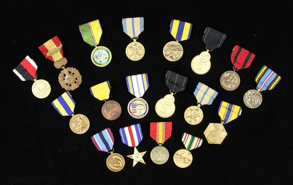 Lot of Military Medals: Lot of military medals. Provenance: From the estate of film, television and stage performer Raymond Kyle-Koscuik. Originally from New York, Kyle settled in West Hollywood, California during the early