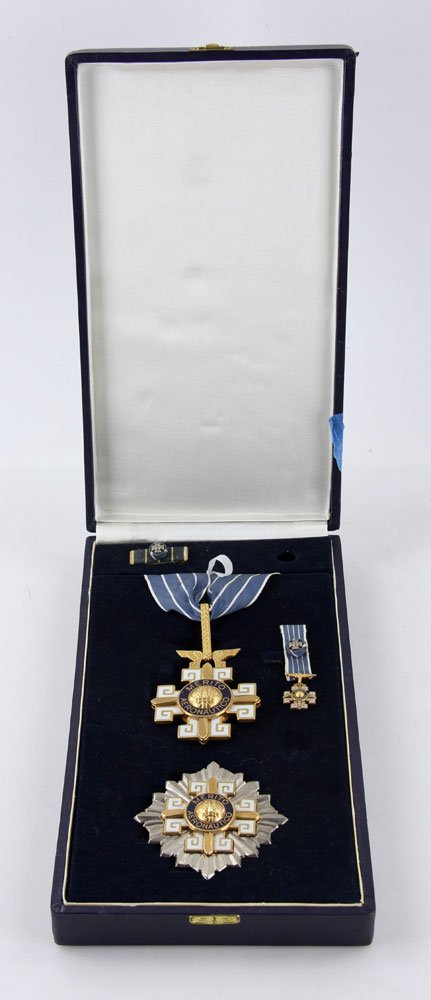 4 Brazilian Order of Aeronautical Merit Medals: Lot of four Brazilian Order of Aeronautical Merit medals, all in original box, dated on cover November 15, 1889, box 11 1/2" h x 6 1/2" w. Provenance: From the estate of film, television and stage per