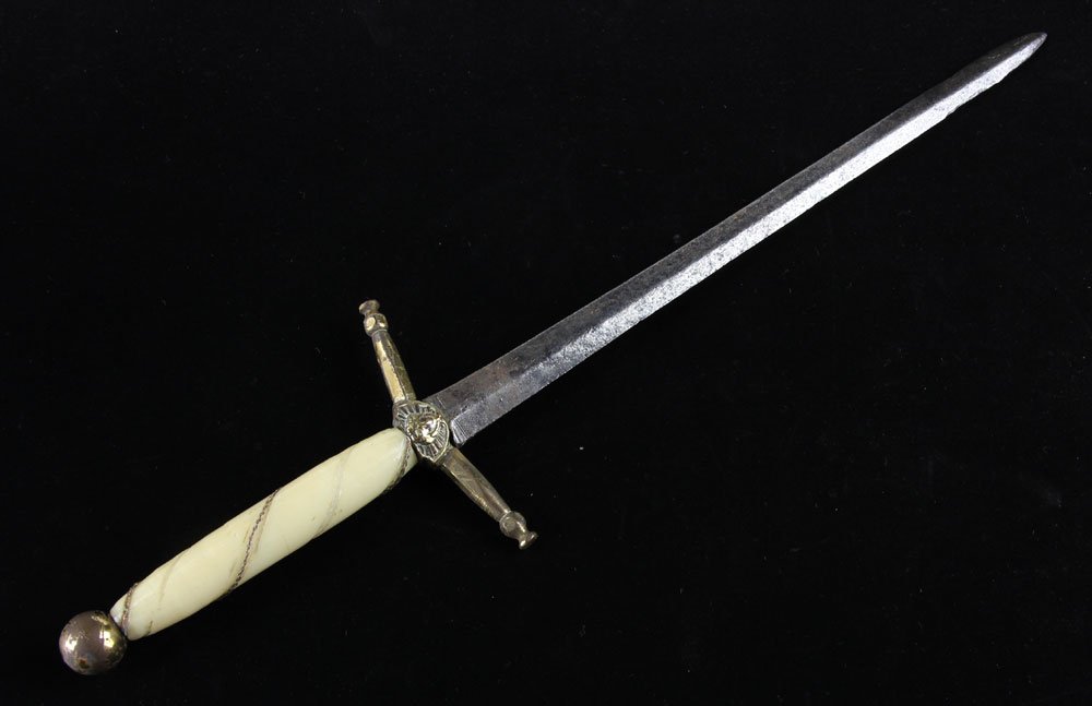 French Napoleonic Era Dagger: French Napoleonic era dagger, with stone grip, 17 1/2" l. Provenance: From the estate of film, television and stage performer Raymond Kyle-Koscuik. Originally from New York, Kyle settled in West Holly