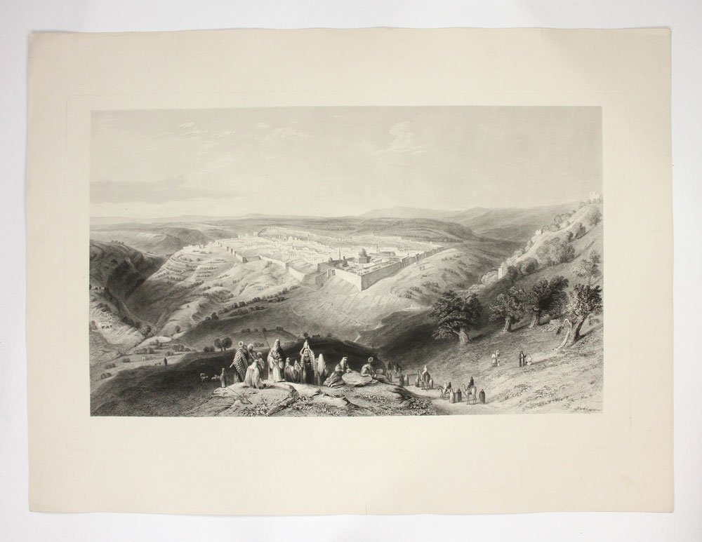 Bartlett, "Modern Jerusalem," Engraving: William Henry Bartlett (British, 1809-1854), "Modern Jerusalem," engraving, 19th century, marked "W. H. Bartlett" lower left and "J. Bannister" lower right, from "The Christian in Palestine" series, u