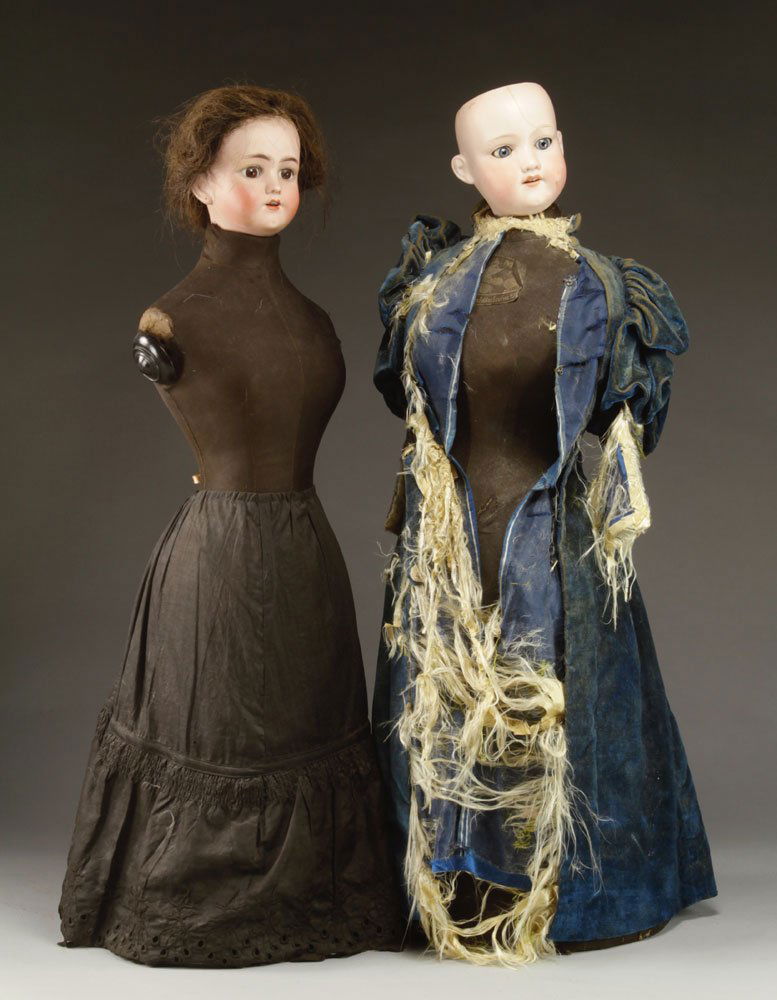 Two Simon & Halbig Mannequin Dolls: Lot of two Simon & Halbig mannequin dolls, tallest 28 1/2" h. Provenance: From a Massachusetts estate.