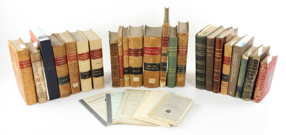 27 Books on Law and Government: Lot of twenty-seven books on law and government, to include: Nichol, George, "The Legislative Manual of the State of Minnesota," Minneapolis: Johnson, Smith & Harrison, 1879, illustrated by a large li
