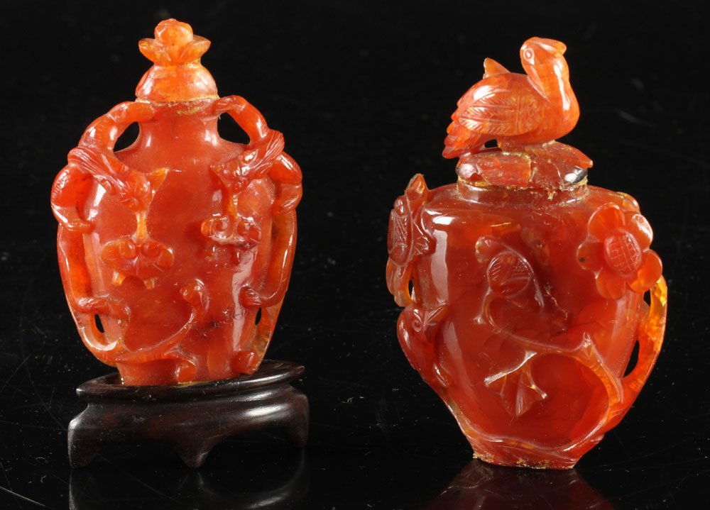 Two Carved Red Agate Snuff Bottles (1 of 7)