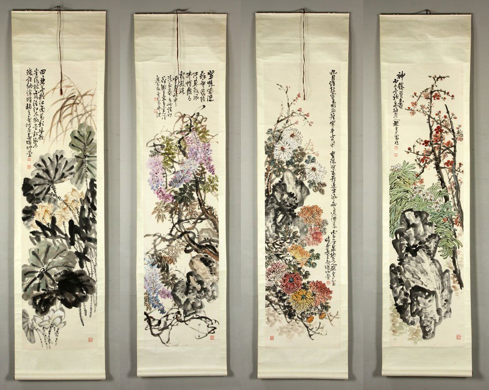 Zhao Yunhe, Four Seasons, Watercolor Scroll (1 of 10)