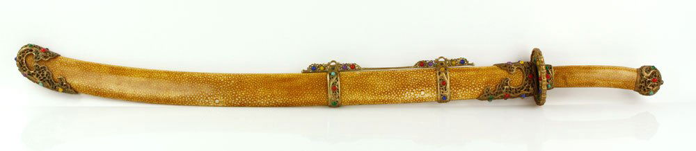 Chinese 19th C. Gilt Military Sword (1 of 5)