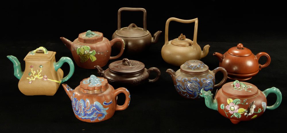 Lot of Nine Chinese Yixing Teapots (1 of 10)