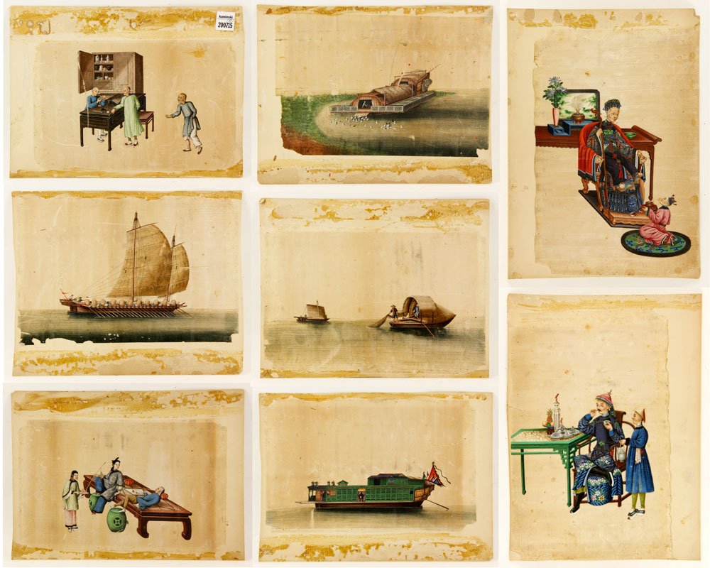 Eight 19th C. Chinese Paintings on Rice Paper (1 of 10)