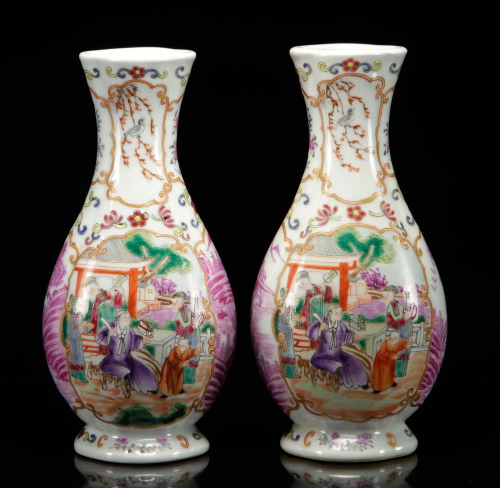 Pr. Chinese Famille Rose Four-Lobed Vases (1 of 6)
