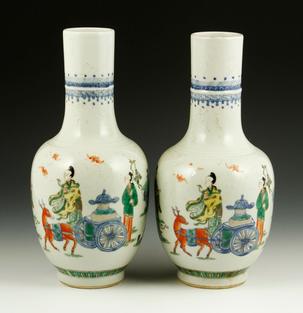 Pr. Chinese Famille Verte Porcelain Vases (1 of 4)
