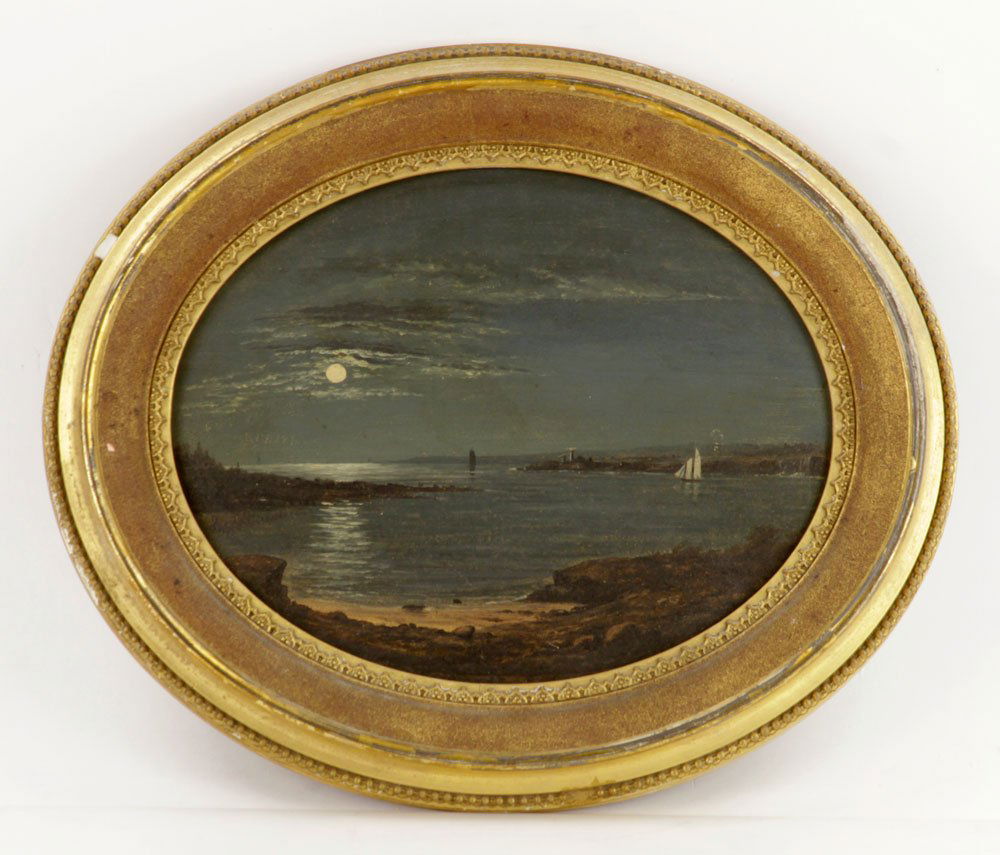 Attr. Lane, Luminous Nocturnal Seascape, Oil on Board (1 of 10)