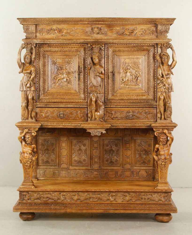 17th C. Figural Continental Cabinet (1 of 8)