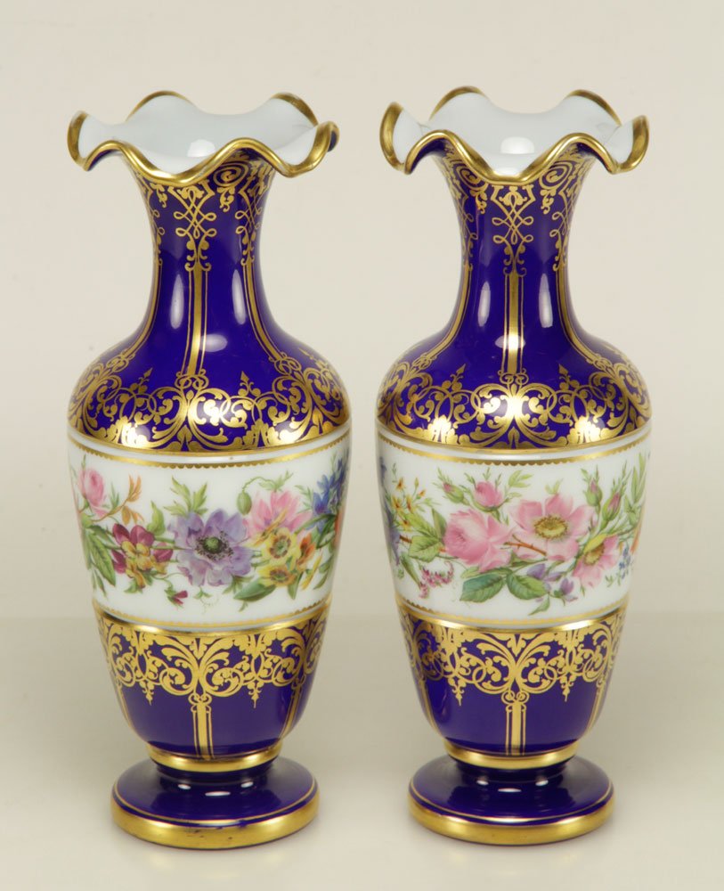 Pair of Baccarat Overlay Vases (1 of 7)