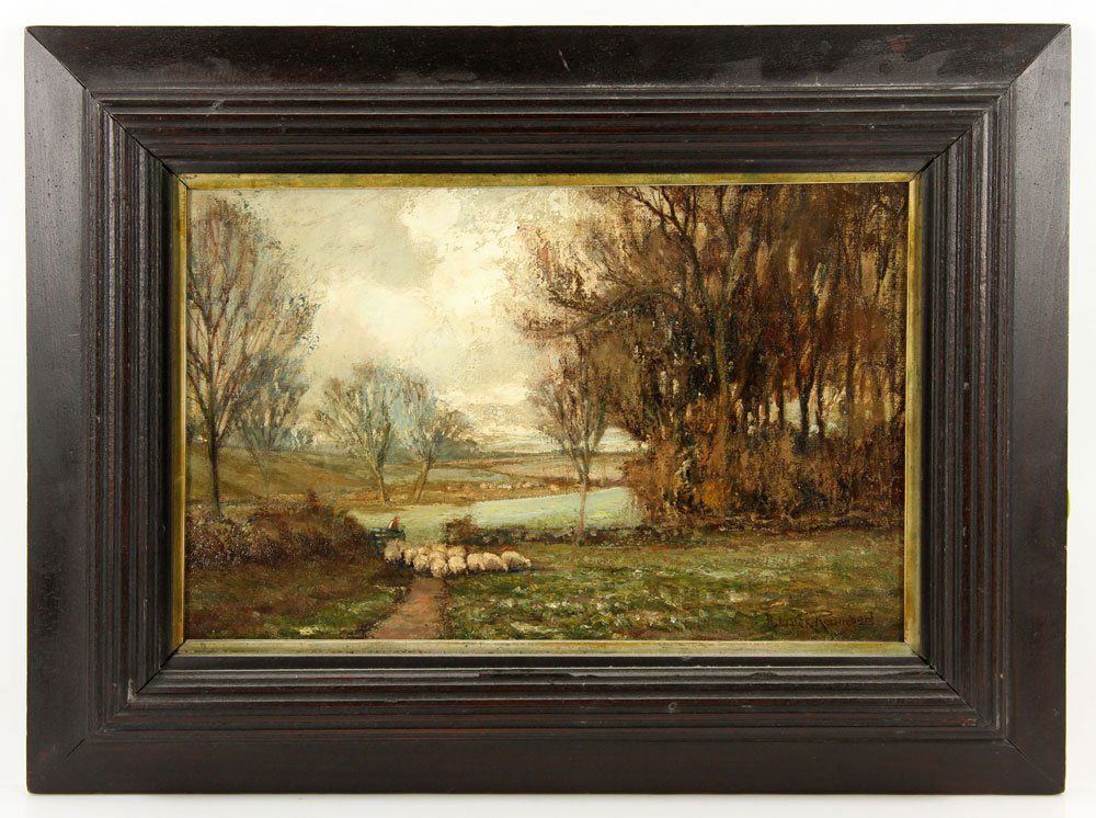 English Painting, Sheep in Landscape, Oil (1 of 4)