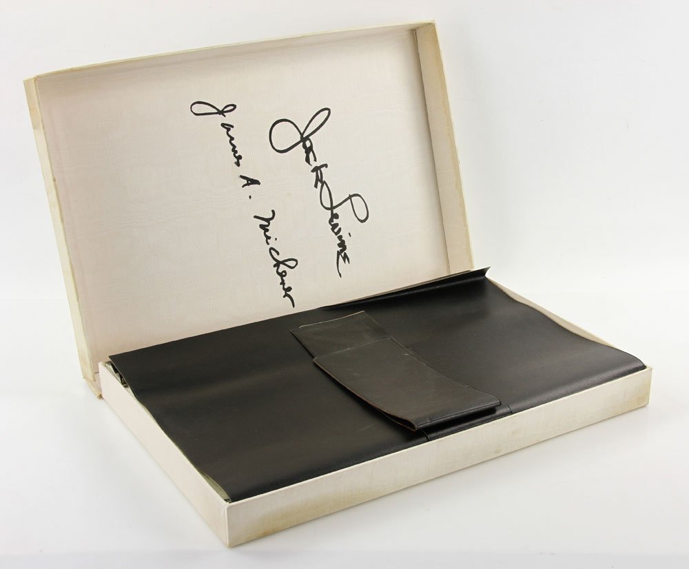 Levine, "Facing East" Portfolio: Jack Levine (American, 1915-2010), "Facing East" limited edition portfolio with woodcuts and lithographs, text by James Michener, signed by both artist and author, published 1970, edition number 2436/