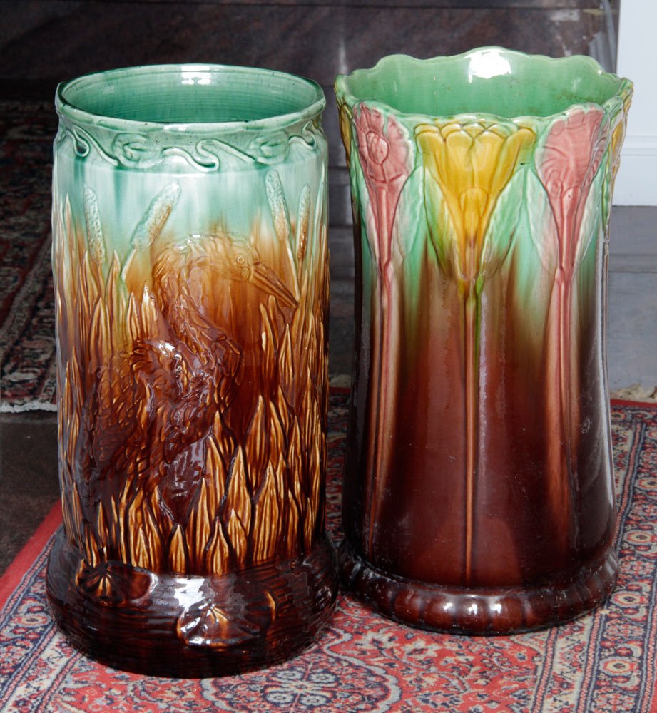 Pr. Antique Majolica Umbrella Stands