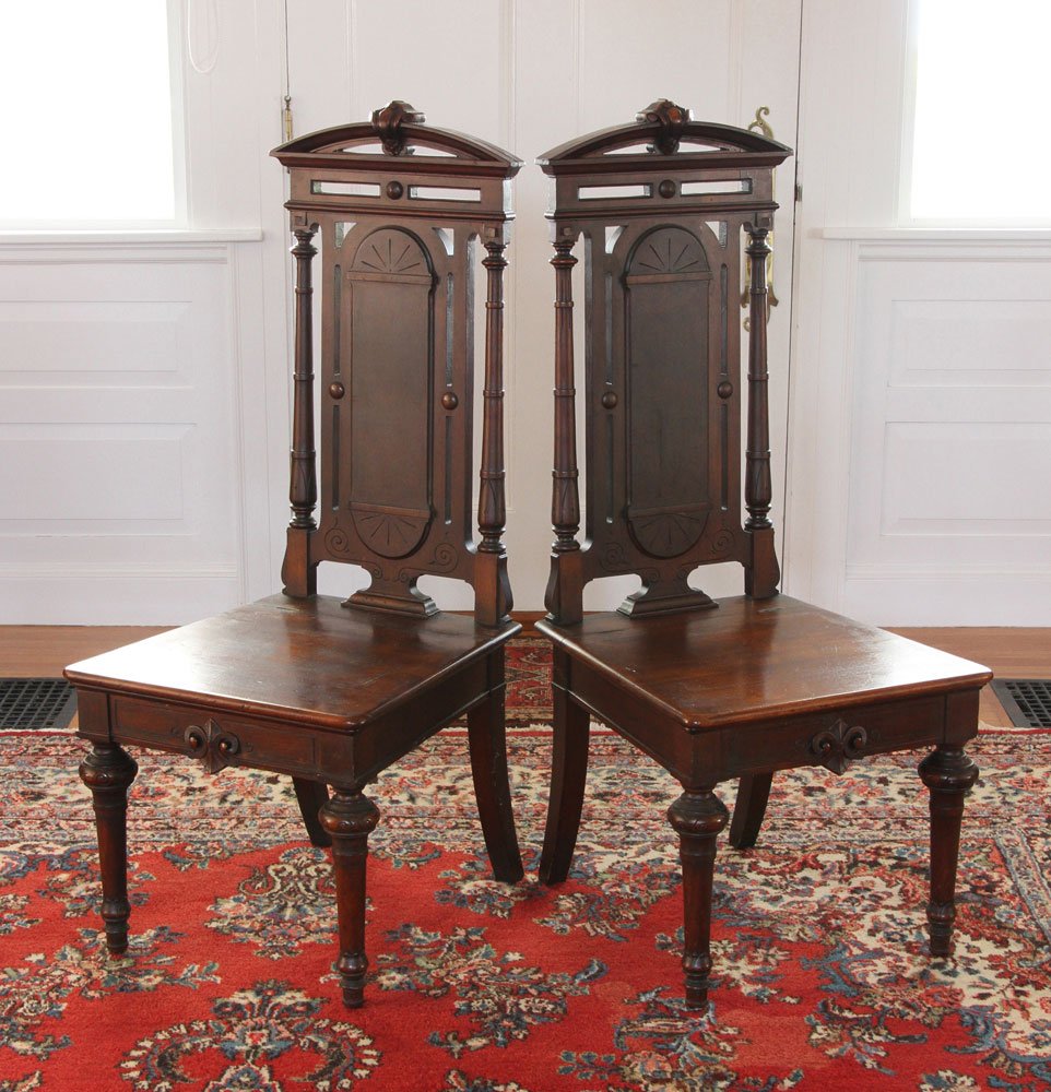 Pr. English Victorian Walnut Side Chairs (1 of 7)