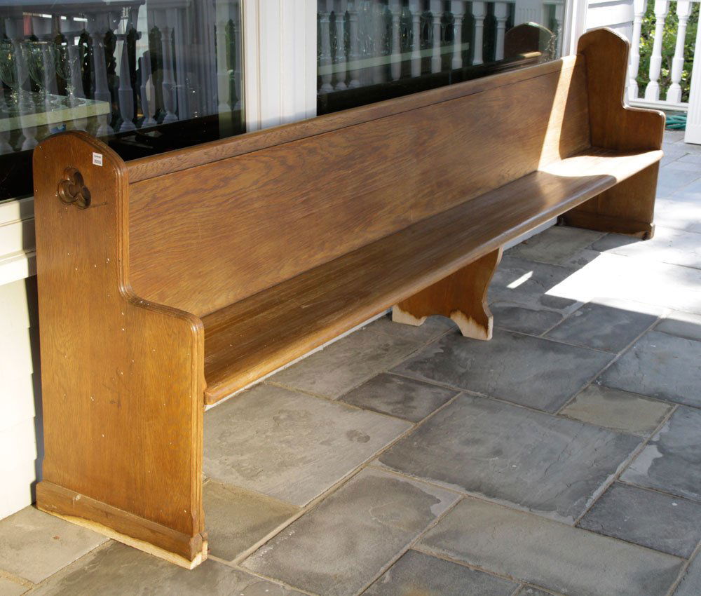 Antique Oak Church Pew (1 of 4)