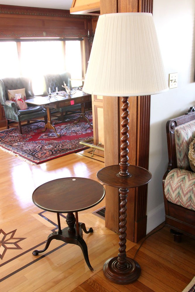 Carved Floor Lamp and Side Table (1 of 5)