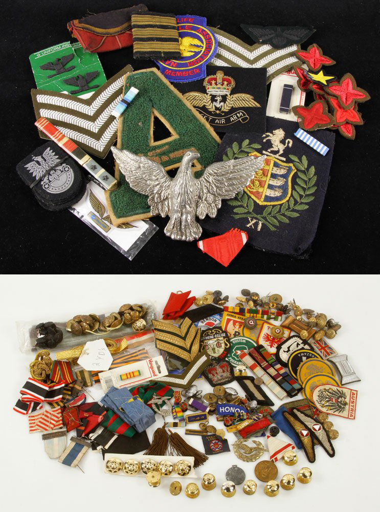 Lot of Military Patches and Insignia: Lot of military patches and insignia. Provenance: From the estate of film, television and stage performer Raymond Kyle-Koscuik. Originally from New York, Kyle settled in West Hollywood, California dur