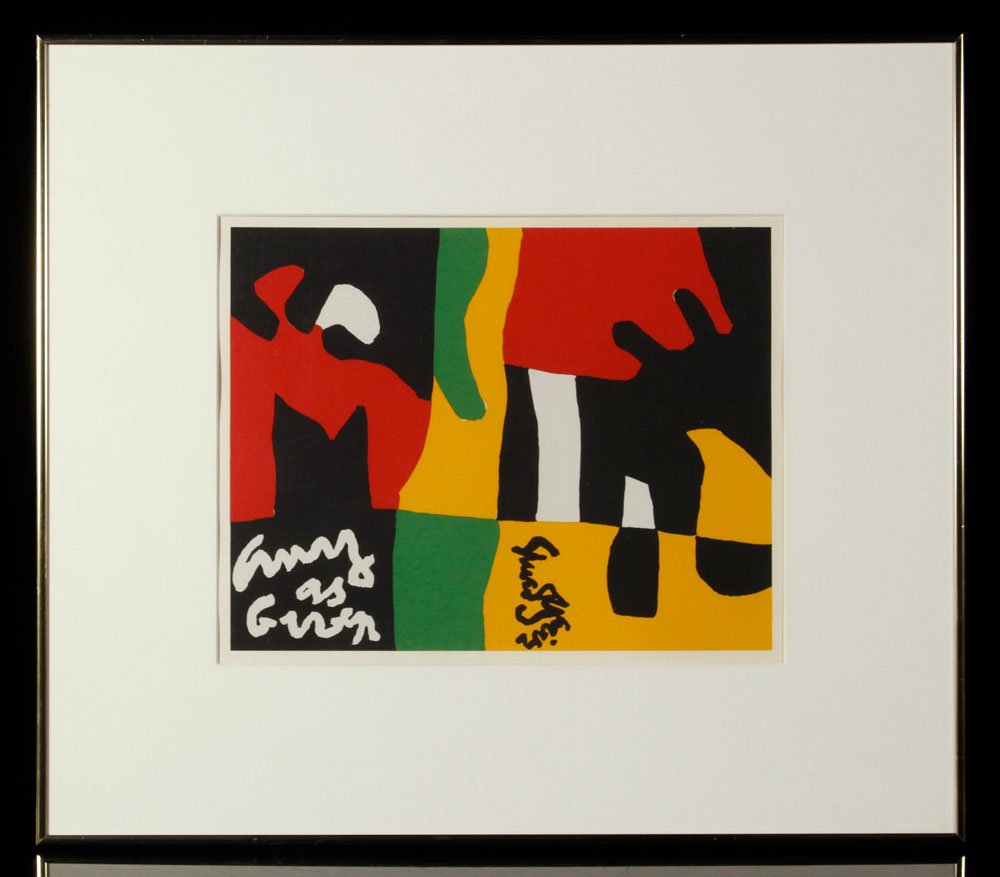 Davis, Abstract, Print: Stuart Davis (American, 1892-1964), abstract, print, circa 1960s, 11 1/2" h x 15" w (view), 21" h x 24" w (frame). Provenance: from the Santa Barbara, California and Madison, Connecticut estates of Em