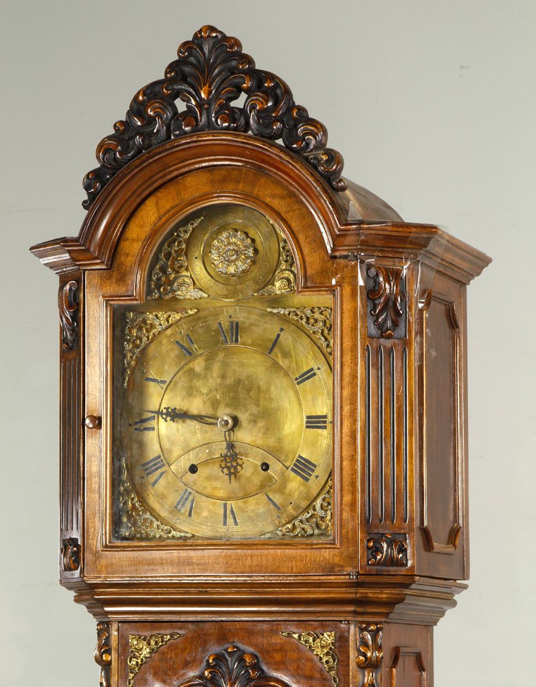 19th C. Taylor Grandfather Clock: 19th century John Taylor London grandfather clock, 62 1/2" h x 19" w x 13 1/2" d. Provenance: From a California collection.