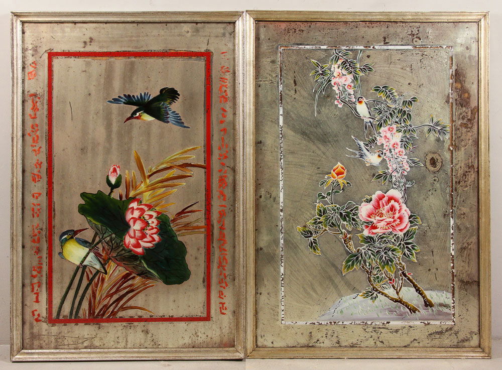 Two Chinese Reverse Paintings on Mirrors (1 of 8)