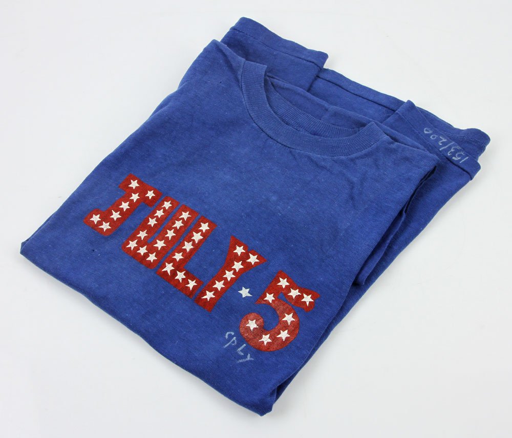 Copley, "July 5," T-shirt: William Nelson Copley (American, 1919-1996), also known as CPLY, "July 5," cotton t-shirt, signed "CPLY," numbered 153/200" at bottom. Copley exhibited at David Stuart Galleries in Los Angeles, Califo