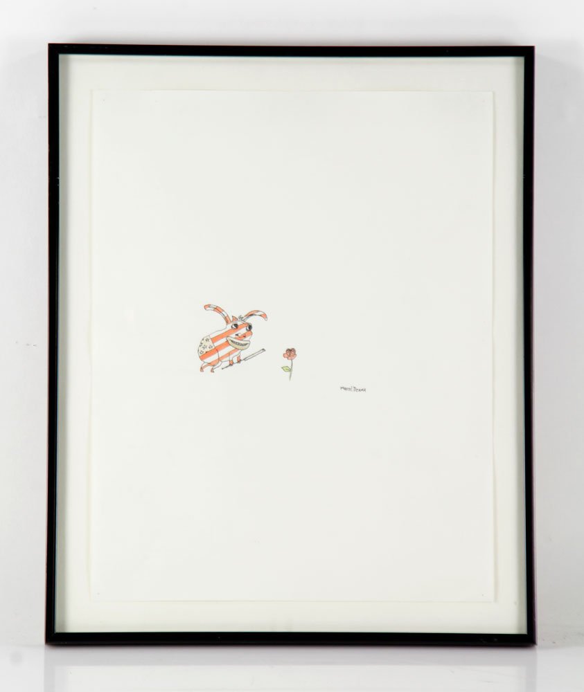 Dzama, Untitled, Ink on Paper: Marcel Dzama (Canadian, 1974-), ink on paper, signed lower right, 12" high x 14 3/4" wide. Provenance: from a Los Angeles, California estate.