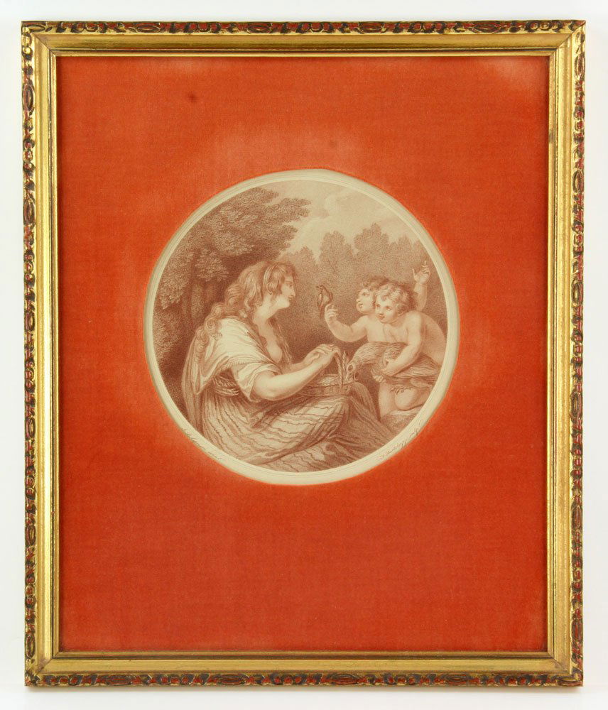 After Cipriani, "Ceres," Print: After Giovanni Cipriani, "Ceres," print; 7 1/2" dia (view), 15 1/2" h x 13 1/4" w (frame).