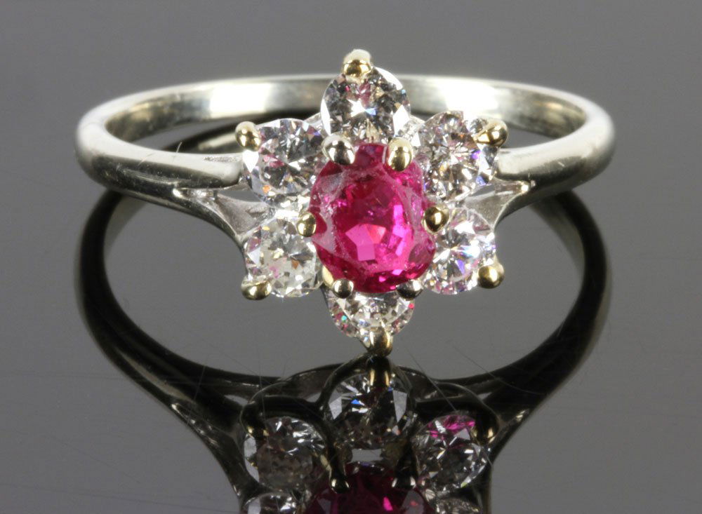 14K White Gold Diamond and Ruby Ring (1 of 7)
