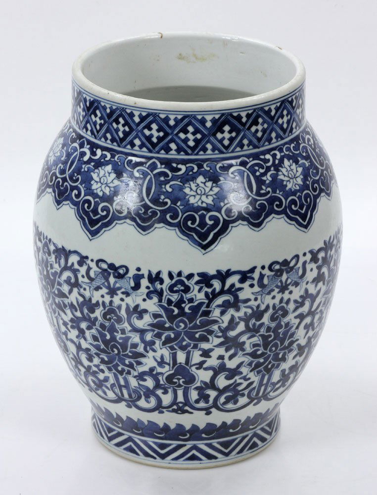Large 18th C. Chinese Blue and White Lotus Seed Vase (1 of 6)