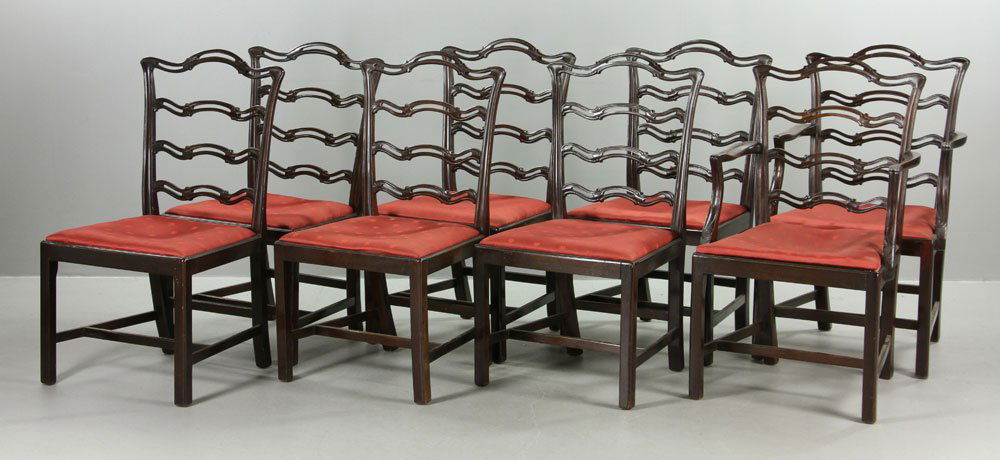 Eight 19th C. Mahogany Chippendale Chairs (1 of 10)