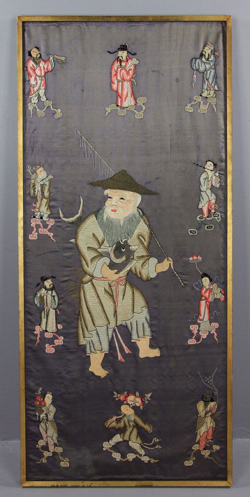 Late 19th C. Chinese Silk Needlework Screen (1 of 7)