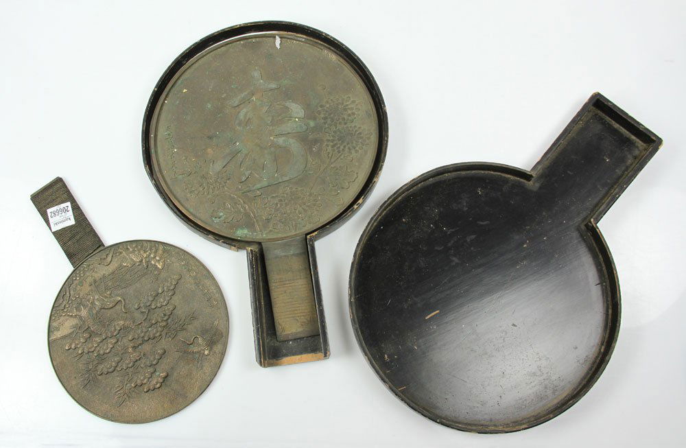 Two Japanese Meiji Period Bronze Mirrors (1 of 6)