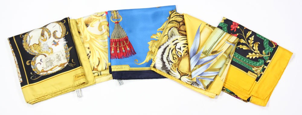 Five Salvatore Ferragamo Ladies' Silk Scarves (1 of 7)