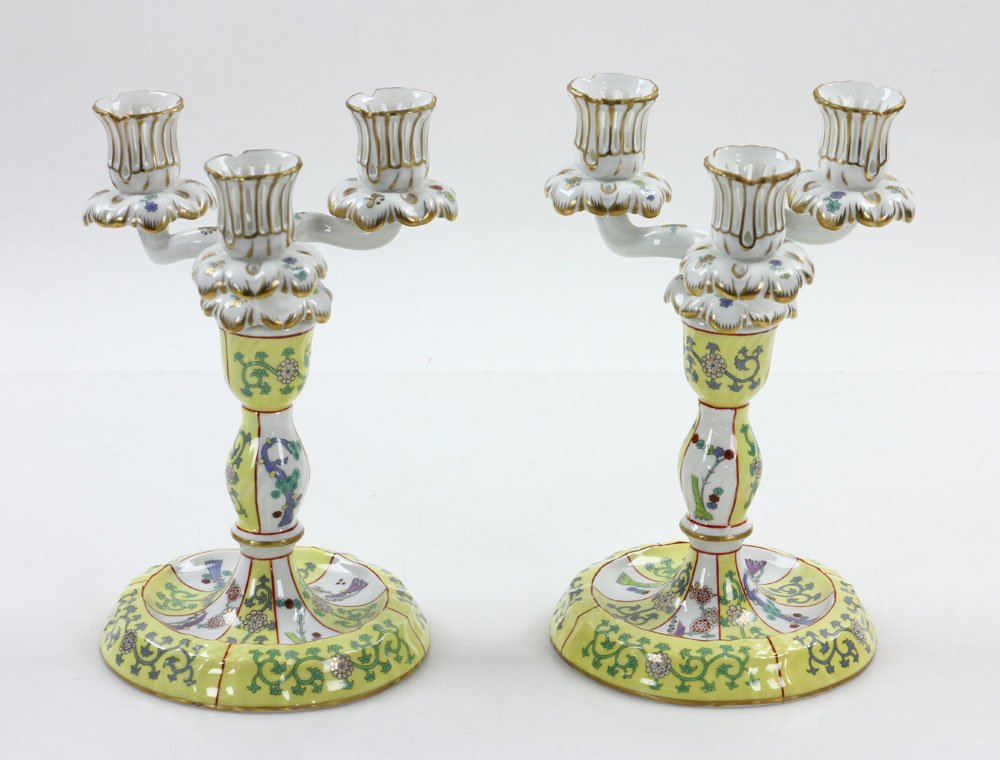 Pr. Herend "Yellow Dynasty" Candelabras (1 of 8)