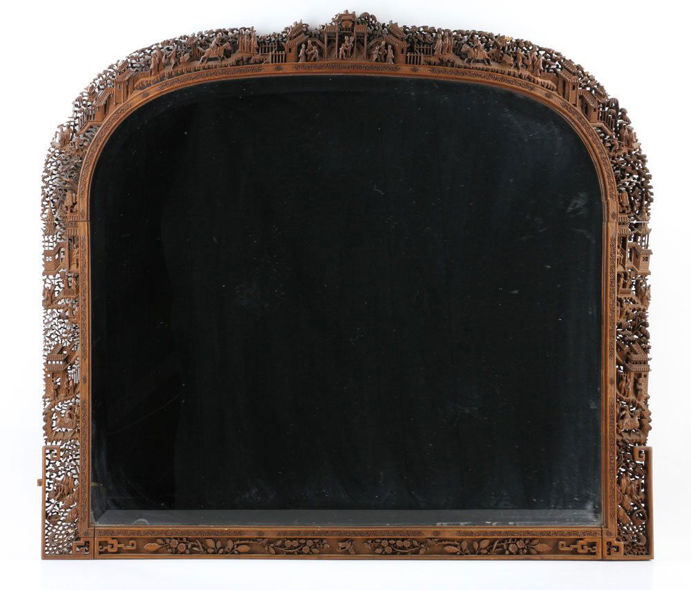 19th C. Chinese Wood Carved Mirror (1 of 8)