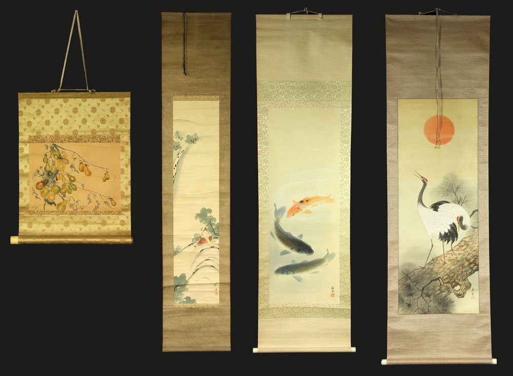 Four Japanese Scroll Paintings (1 of 10)
