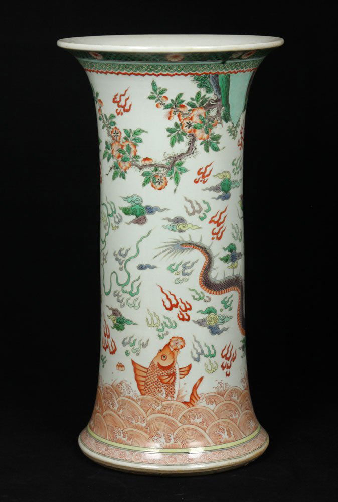 Chinese Famille Rose Dragon Gu Vase (1 of 4)
