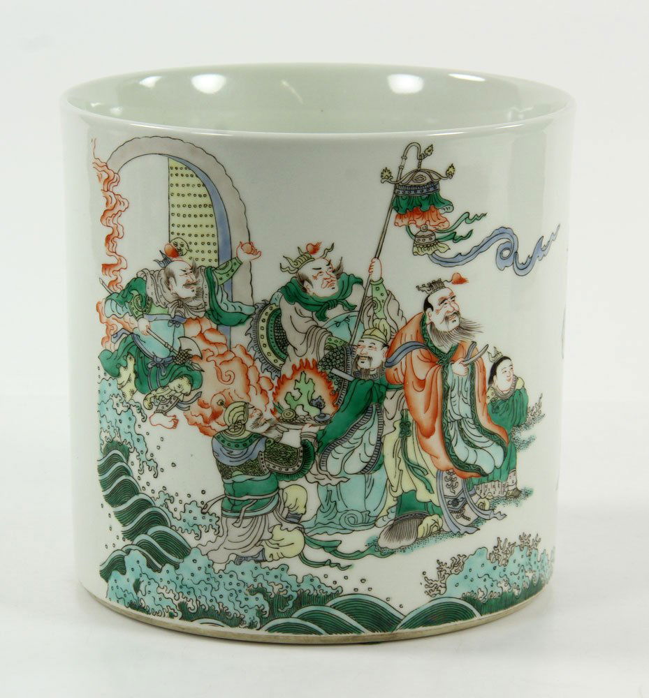 Antique Famille Verte Brush Pot (1 of 6)