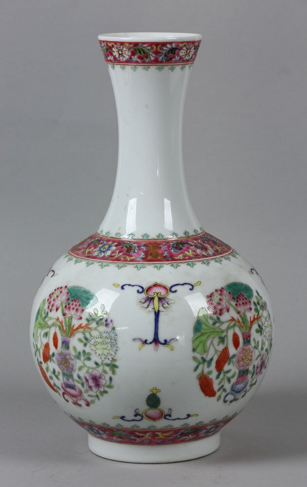 Chinese Famille Rose Porcelain Bottle Vase (1 of 7)