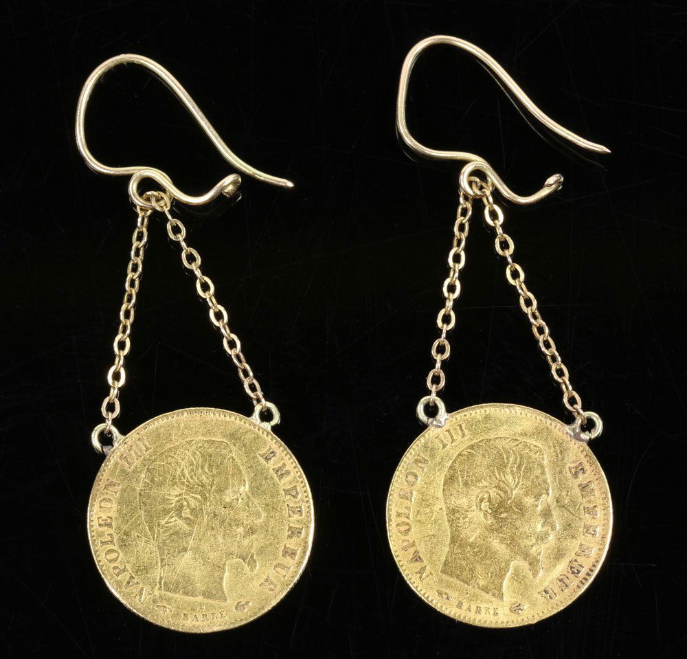Pr. French 14K Gold Coin Earrings (1 of 5)