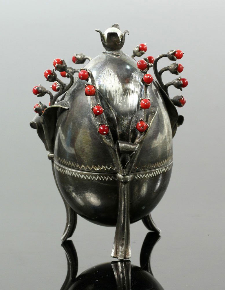 Russian Faberge Style Silver Egg (1 of 8)
